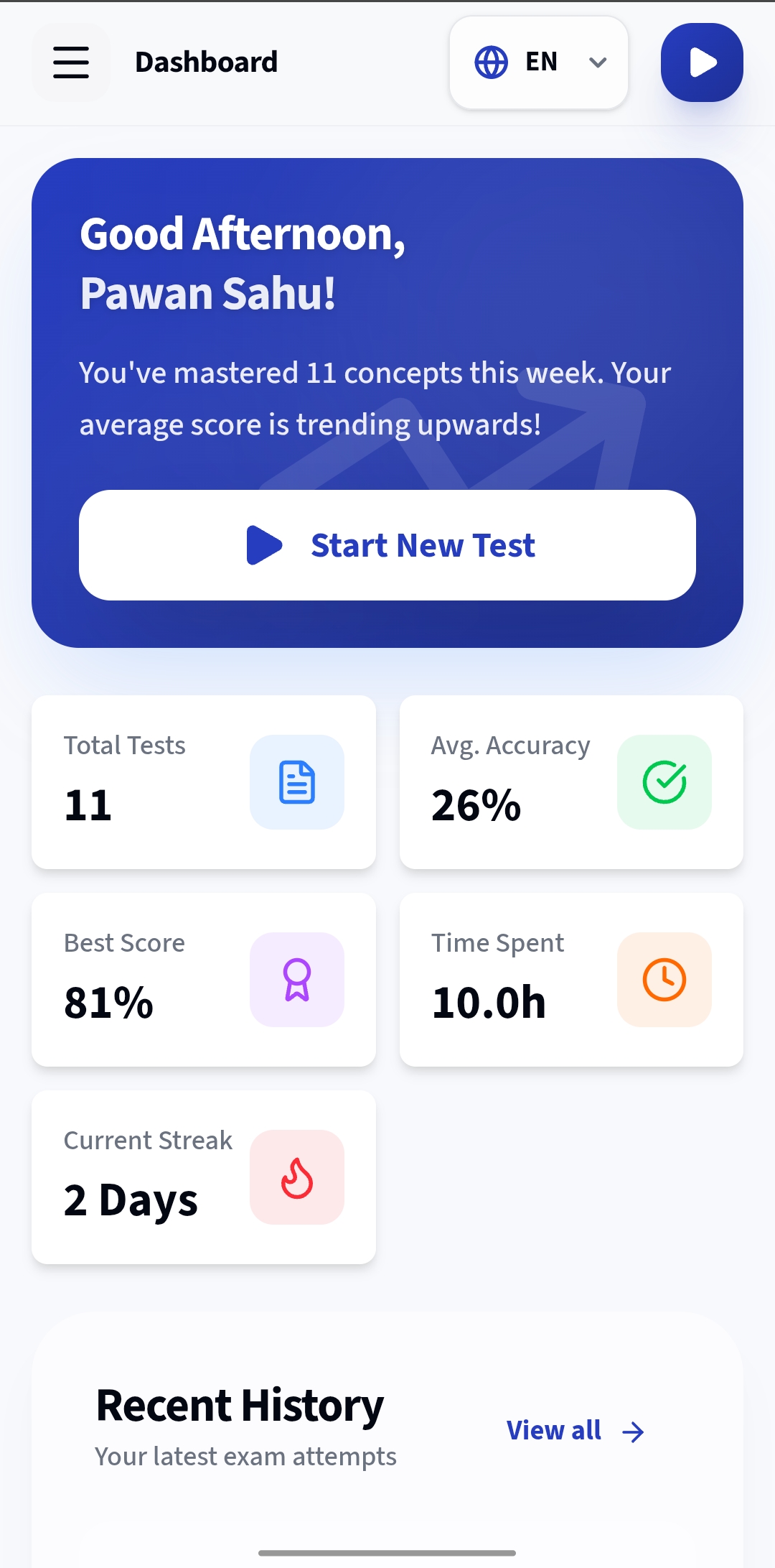 Test My Study Dashboard